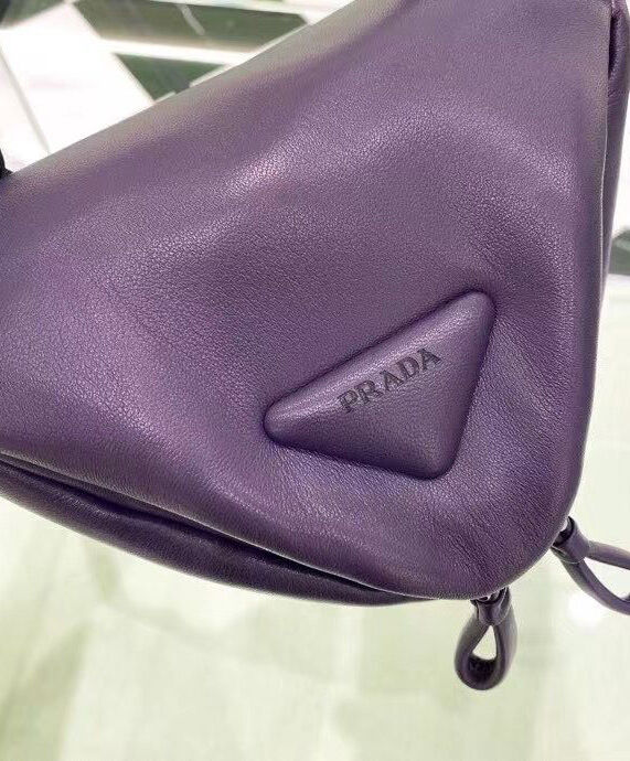 Prada Padded Nappa Leather Handbag 1BA315 Purple