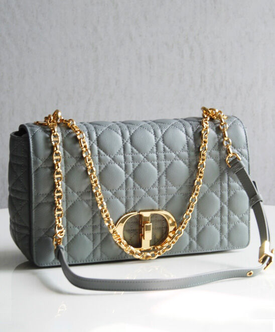 Christian Dior Large Dior Caro Bag Gray