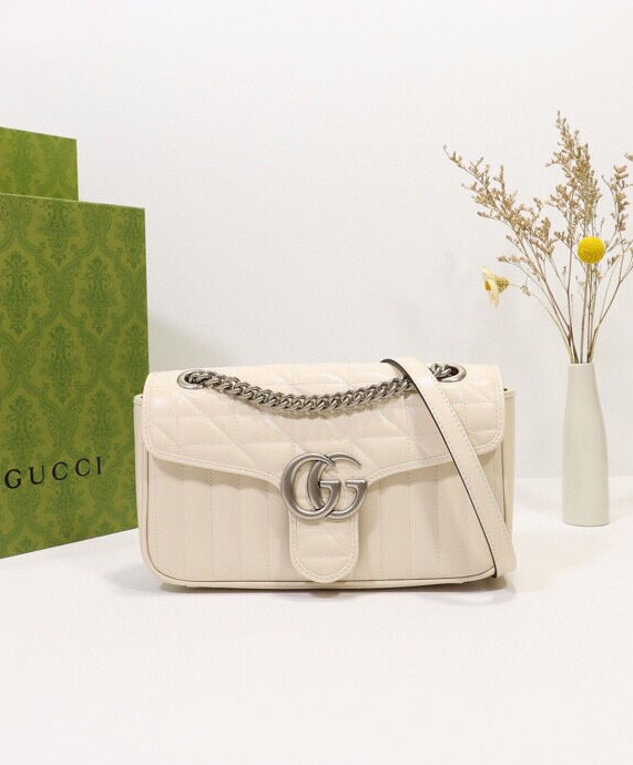 Gucci GG Marmont Small Shoulder Bag 443497 Cream