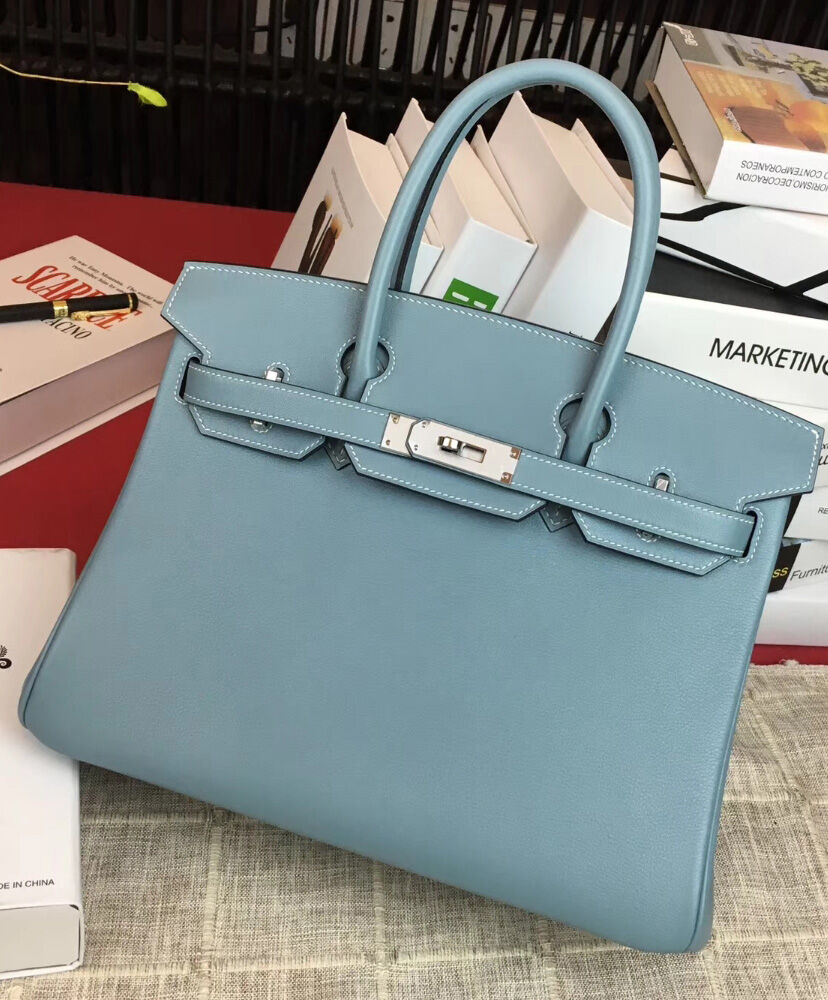 Hermes Birkin 30 Swift Leather Light Blue