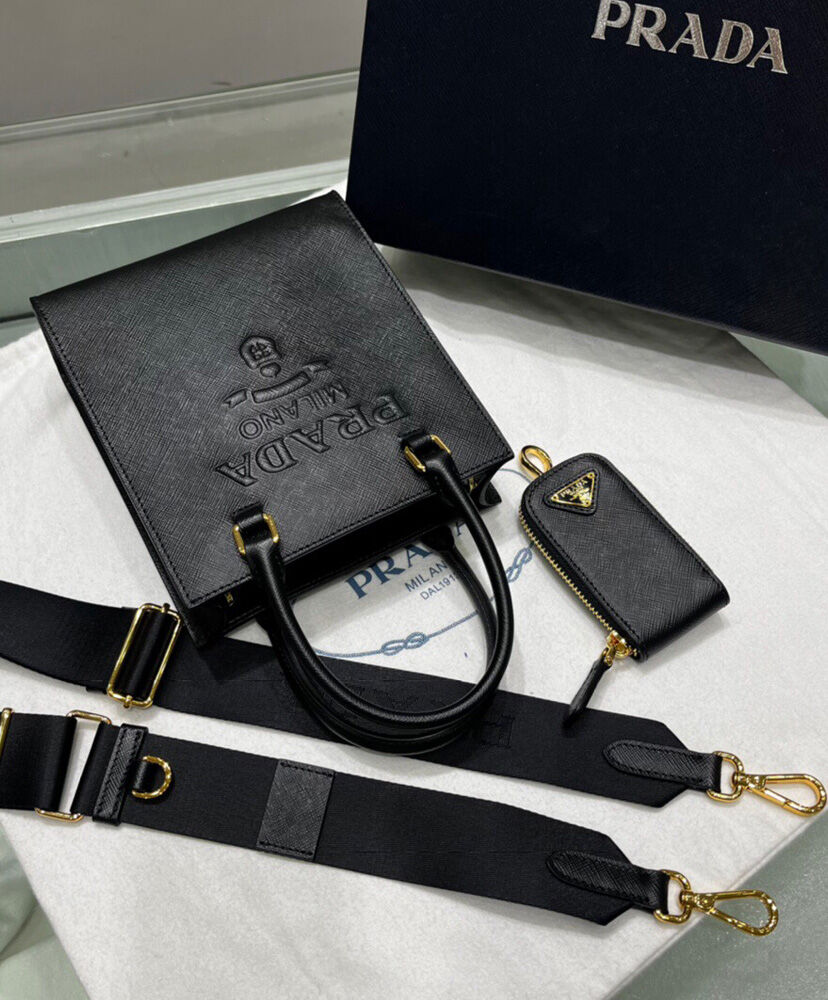 Prada Small Saffiano Leather Handbag Black