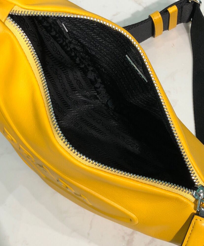 Prada Leather Triangle shoulder bag 1BH190 Yellow