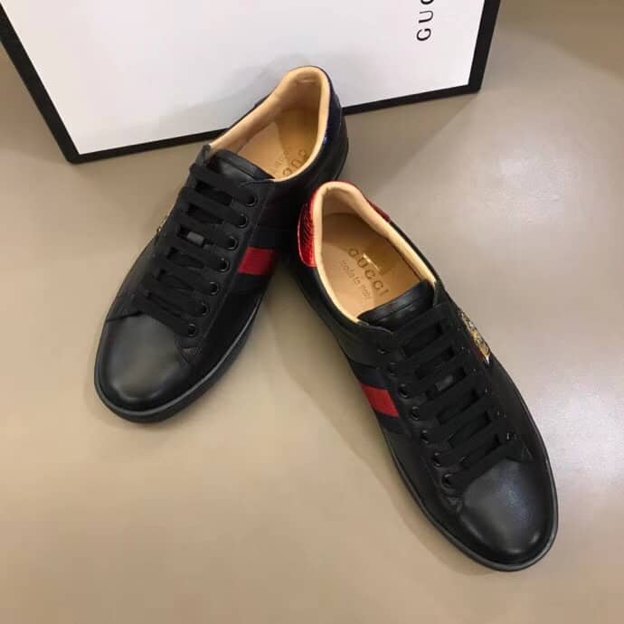 GUCCI TIGER ACE EMBROIDERED SNEAKER BLACK �C GC49