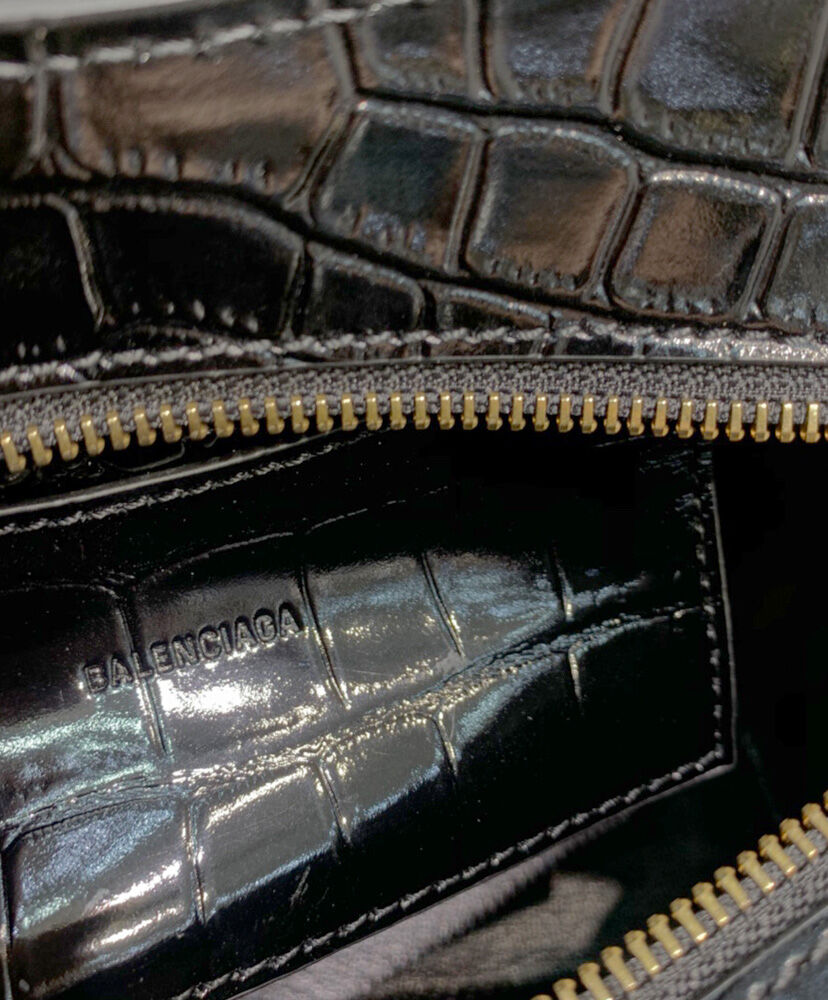 Balenciaga Neo Classic Xs Handbag Crocodile Embossed Black