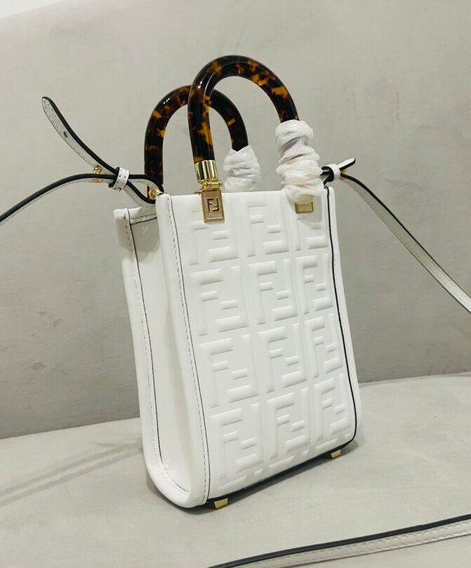 Fendi Mini Sunshine Shopper 8BS051 White