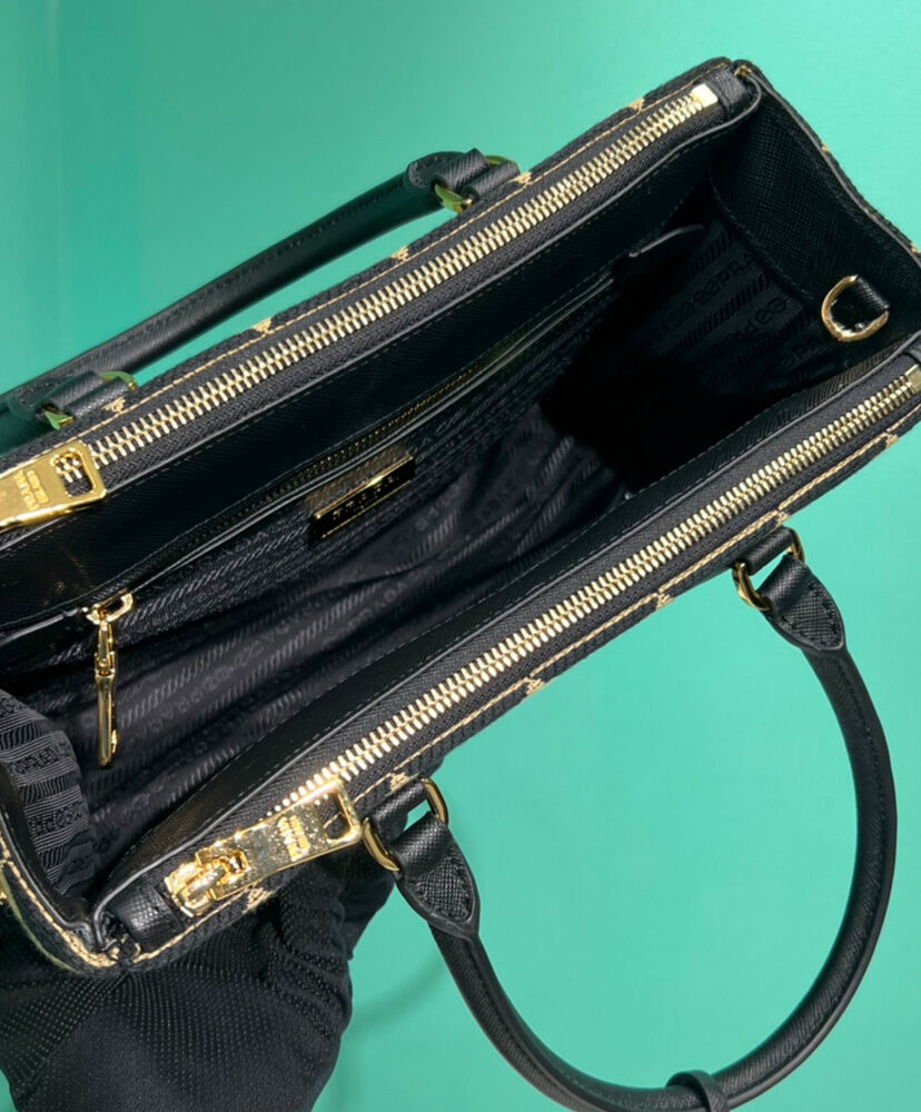 Prada Borsa Prada Galleria Medium In Tessuto Jacquard Apricot