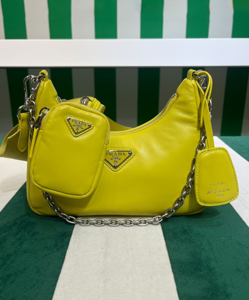 Prada Padded Nappa-leather Prada Re-Edition 2005 Shoulder Bag 1BH204 Yellow