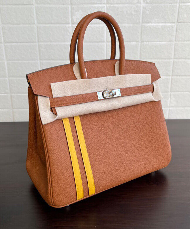 Hermes Birkin 25 Officier Togo Handbag Coffee