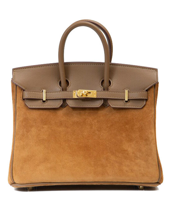 Hermes Birkin 25 Gris Caillou   Etoupe Grizzly and Swift Palladium Hardware Coffee