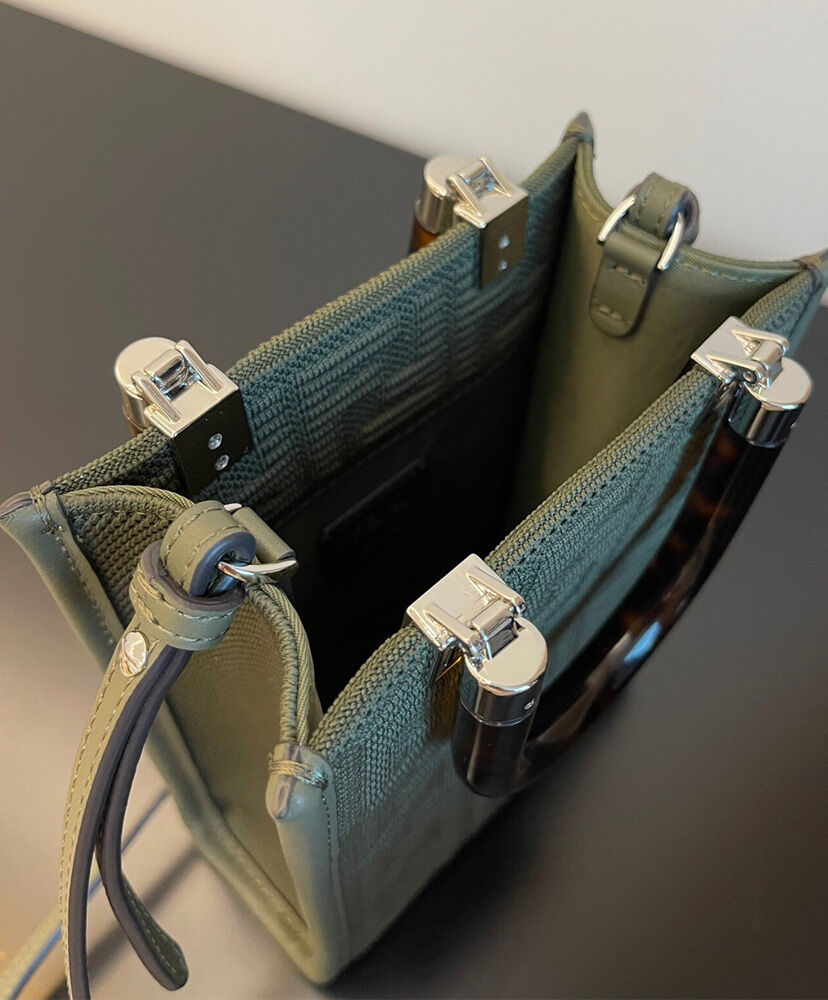 Fendi Mini Sunshine Shopper FF Fabric Mini Bag 8BS051 Green