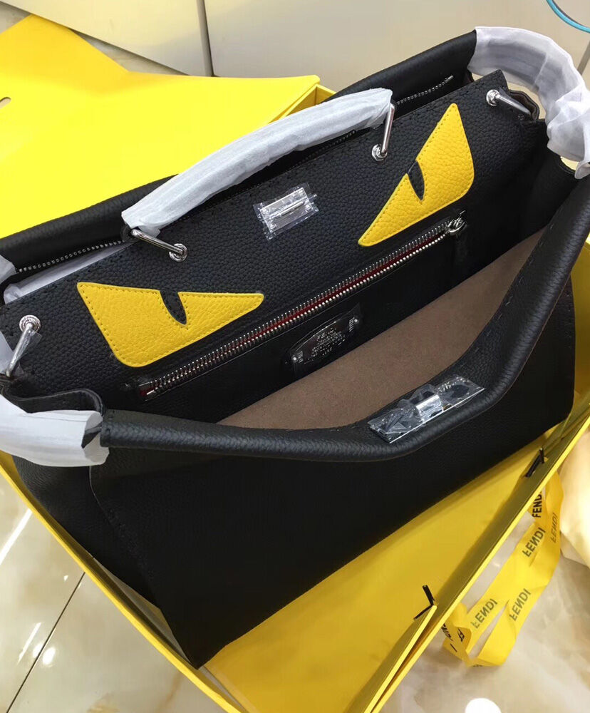 Fendi Peekaboo In Black Roman Leather 7VA388 Black