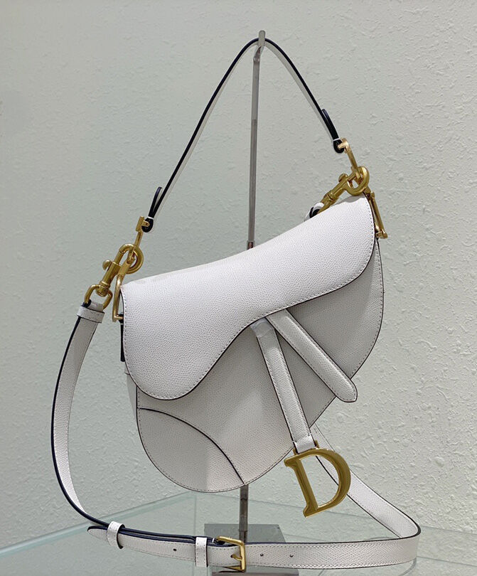 Christian Dior Saddle Bag With Strap White