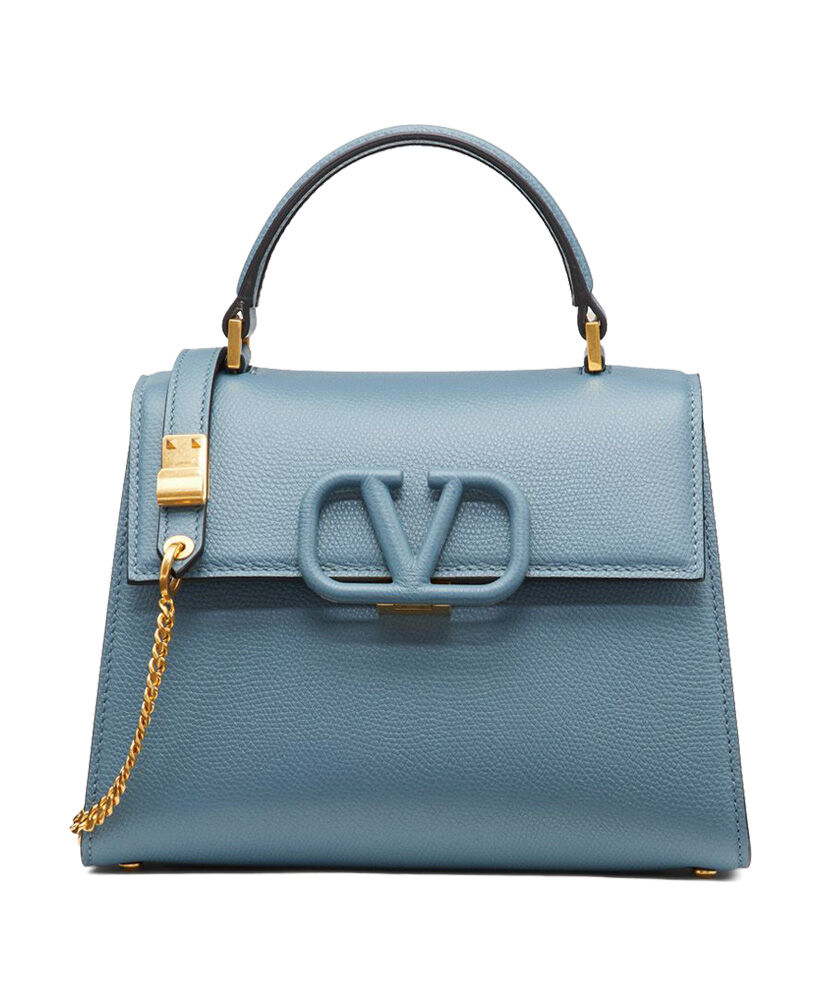 Valentino Garavani Small Vsling Grainy Calfskin Handbag Light Blue
