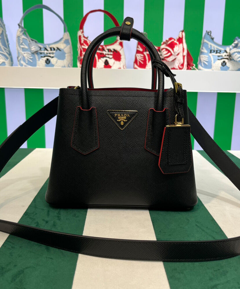 Prada Double Saffiano Leather Mini Bag Black
