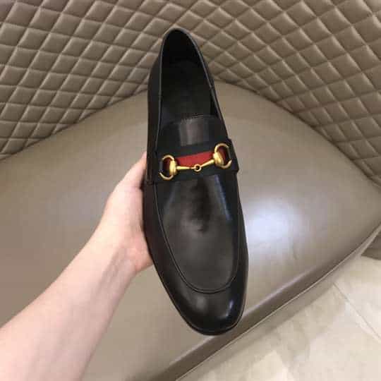 GUCCI 10MM LEATHER FOLDABLED LOAFERS W/ WEB   LDG017