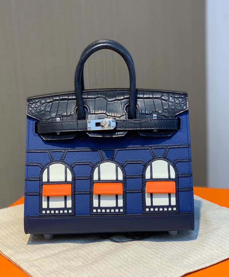 Hermes Sac Faubourg Birkin 20 So Matte Alligator Hardware Blue