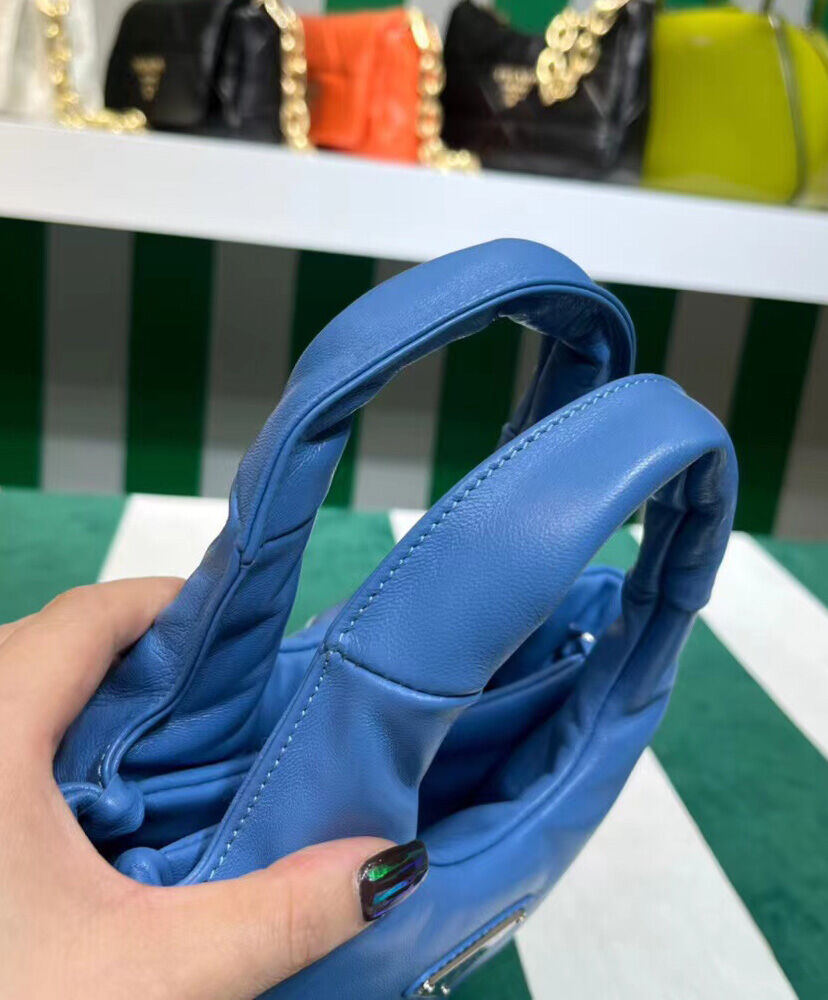 Prada Small Padded Prada Soft Nappa-leather Bag 1BA359 Blue