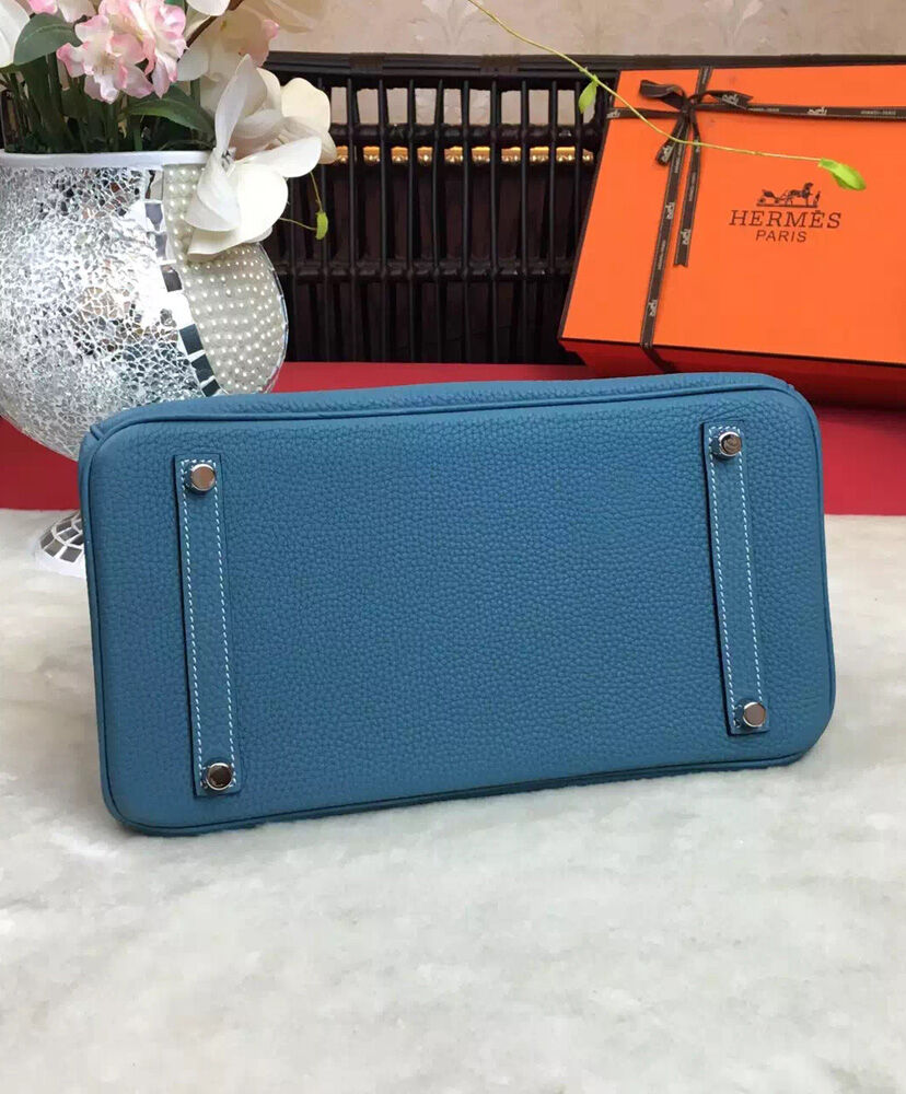 Hermes Birkin 30 Bag Togo Leather Blue