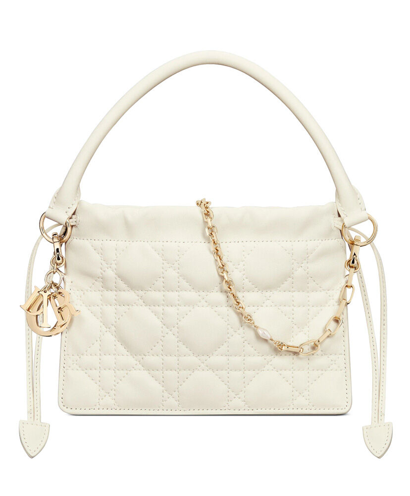 Dior Lady Dior Top Handle Drawstring Mini Bag S0981 Cream