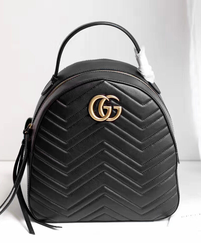 Gucci GG Marmont Quilted Leather Backpack Bag 476671 Black