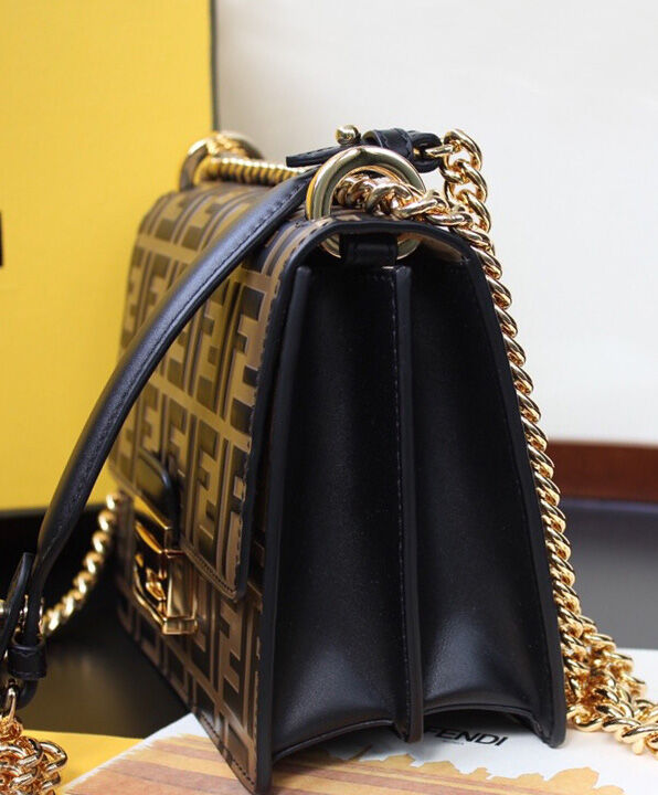 Fendi Kan I Small Leather Bag 8M0417 Coffee
