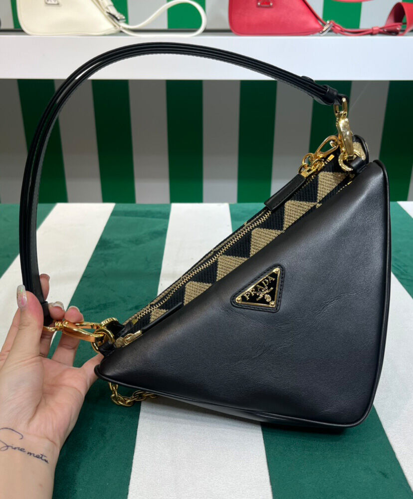 Prada Symbole Leather And Fabric Mini Bag 1BC176 Apricot
