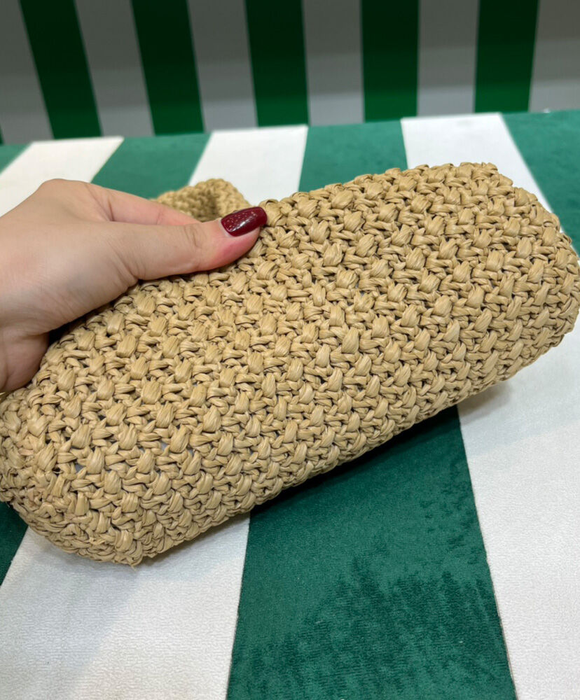 Prada Small Raffia Tote Bag Apricot