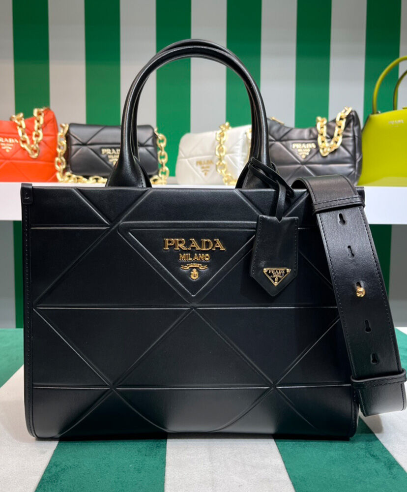 Prada Small leather Prada Symbole Bag With Topstitching 1BA379 Black