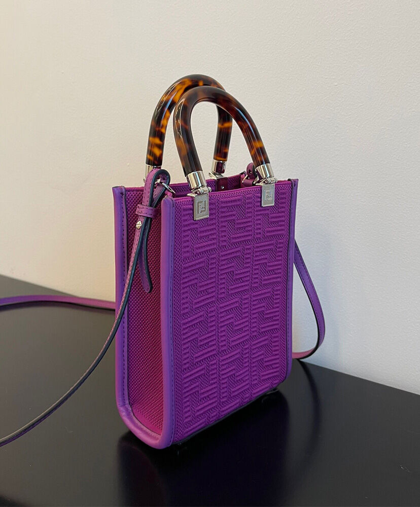 Fendi Mini Sunshine Shopper FF Fabric Mini Bag 8BS051 Peachblow