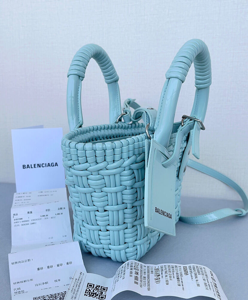 Balenciaga Bistro XXS Basket With Strap Light Blue