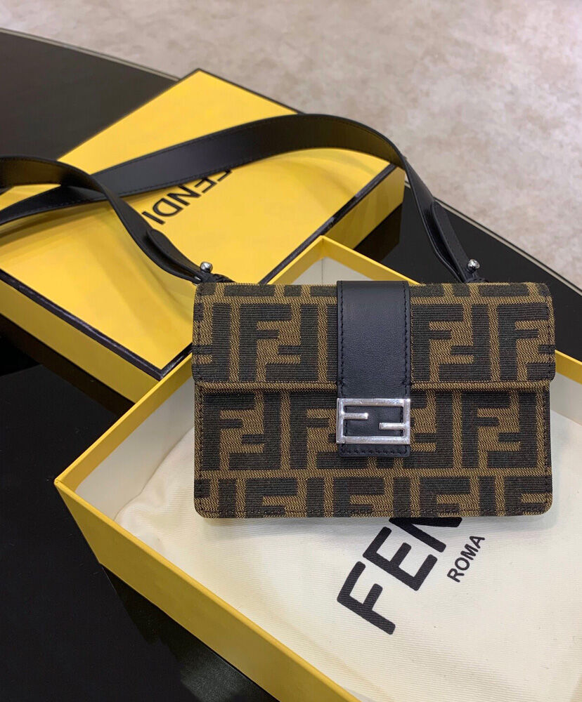 Fendi Baguette Pouch Fabric Bag 7M0295 Black