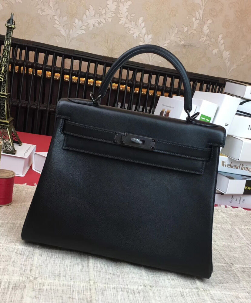 Hermes Kelly Bag 28 Swift Leather Black