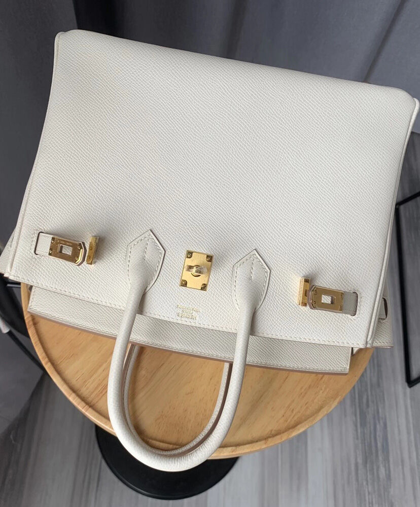 Hermes Birkin 25 Epsom Leather Paon Phw Cream