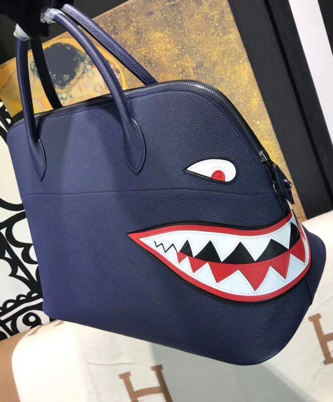Hermes Runway Shark Bolide Bag Dark Blue