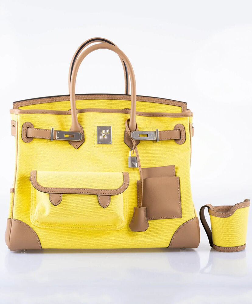 Hermes Birkin 35 Canvas   Swift Leather Cargo Yellow