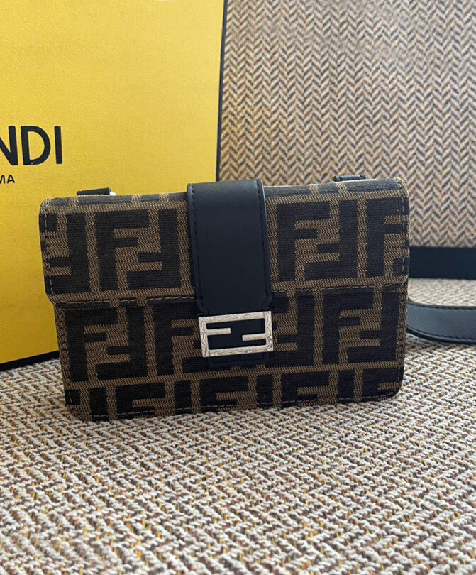 Fendi Pouch Fabric Bag 7M029 Coffee