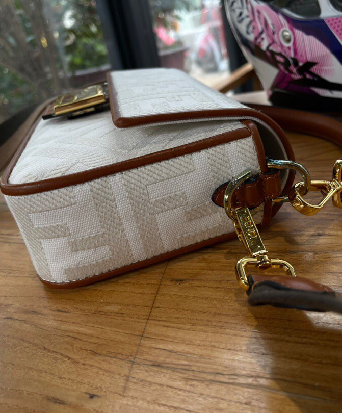 Fendi Baguette FF Canvas Bag 8BR600 Cream