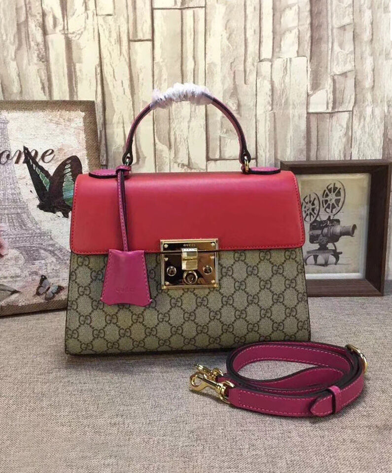 Gucci Padlock small GG top handle bag 453188 Red