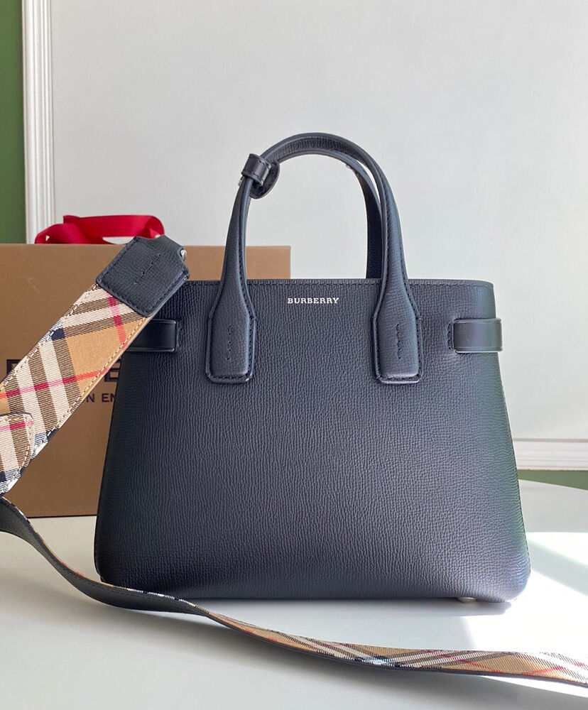 Burberry The Banner Small Leather Bag Black