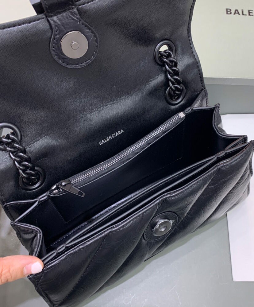 Balenciaga Crush Small Chain Bag Quilted Black