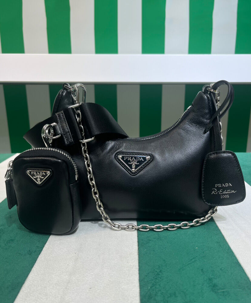 Prada Padded Nappa-leather Prada Re-Edition 2005 Shoulder Bag 1BH204 Black