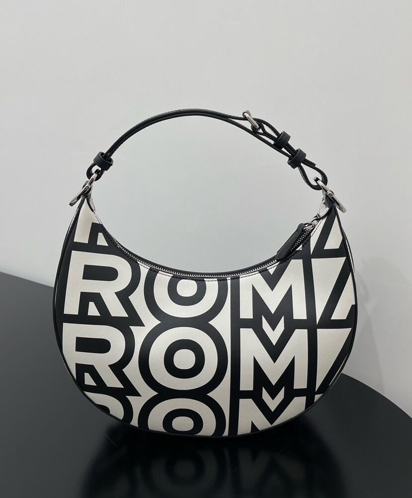 Fendi Fendigraphy Small Two-tone printed leather Fendi Roma Capsule Bag 8BR798 Black