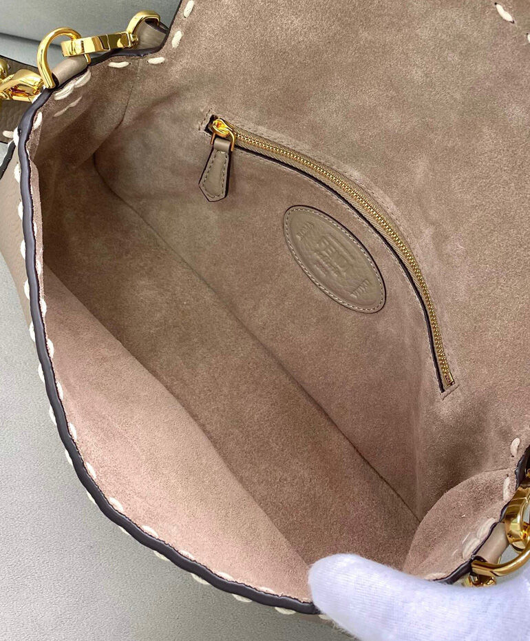 Fendi Baguette Full Grain Leather Bag 8BR600 Gray