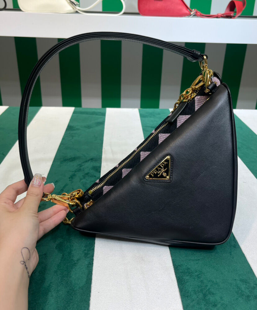 Prada Symbole Leather And Fabric Mini Bag 1BC176 Pink