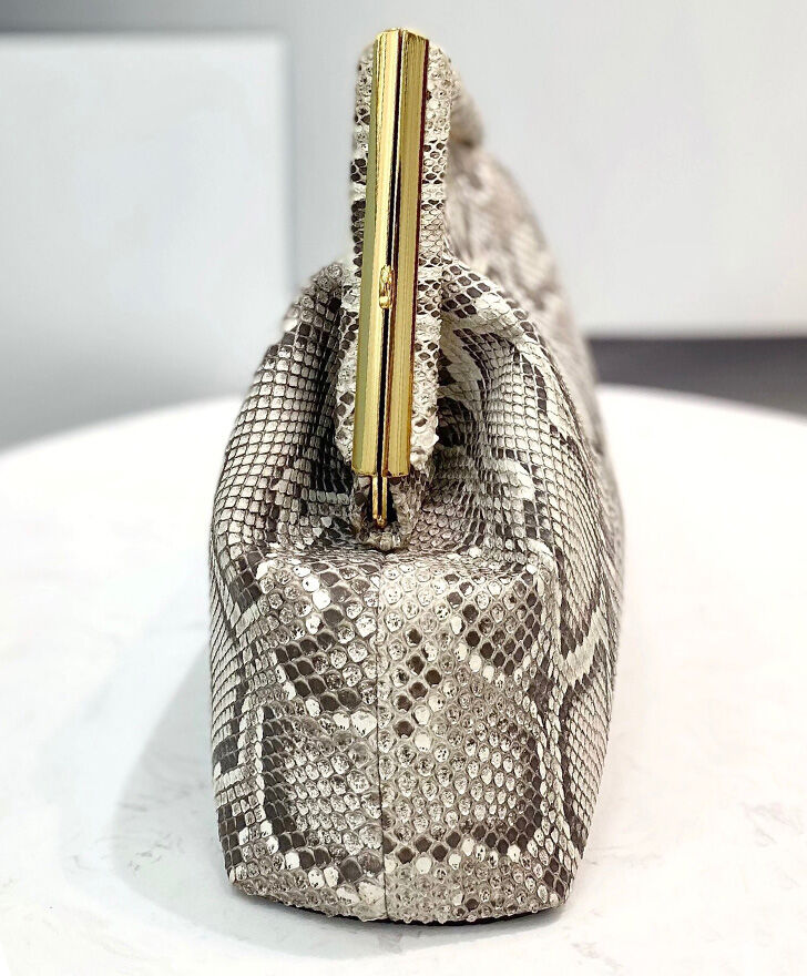 Fendi First Medium Python Leather Bag 8BP127 Gray