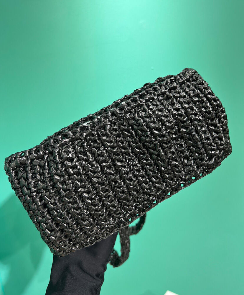 Prada Small Raffia Tote 1BG444 Black