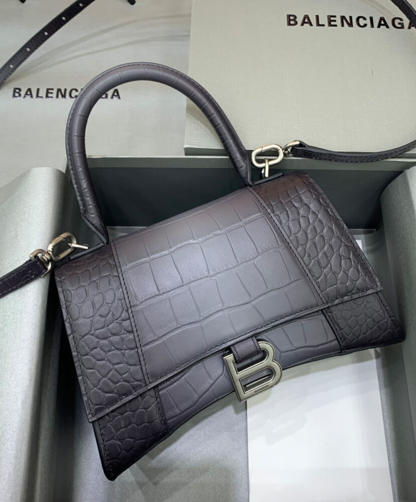 Balenciaga Hourglass Small Embossed Bag Black
