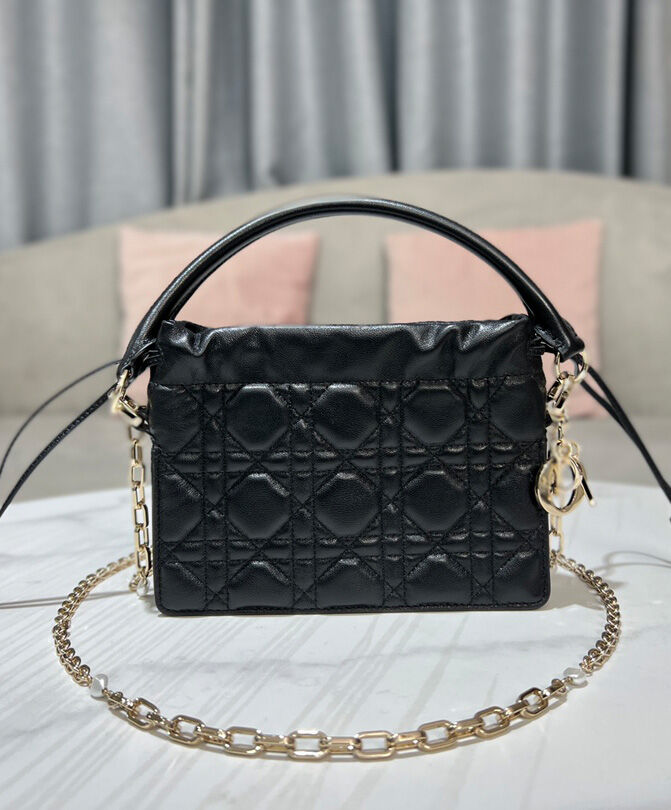 Dior Lady Dior Top Handle Drawstring Mini Bag S0981 Black