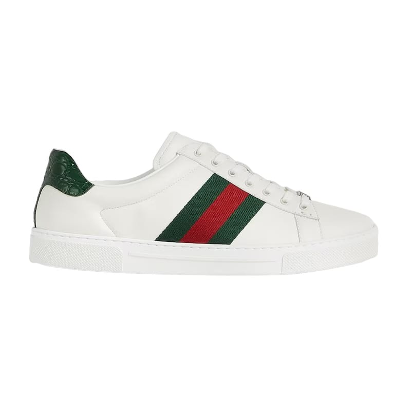 GUCCI ACE LEATHER SNEAKER WITH GREEN CROCODILE   GC229