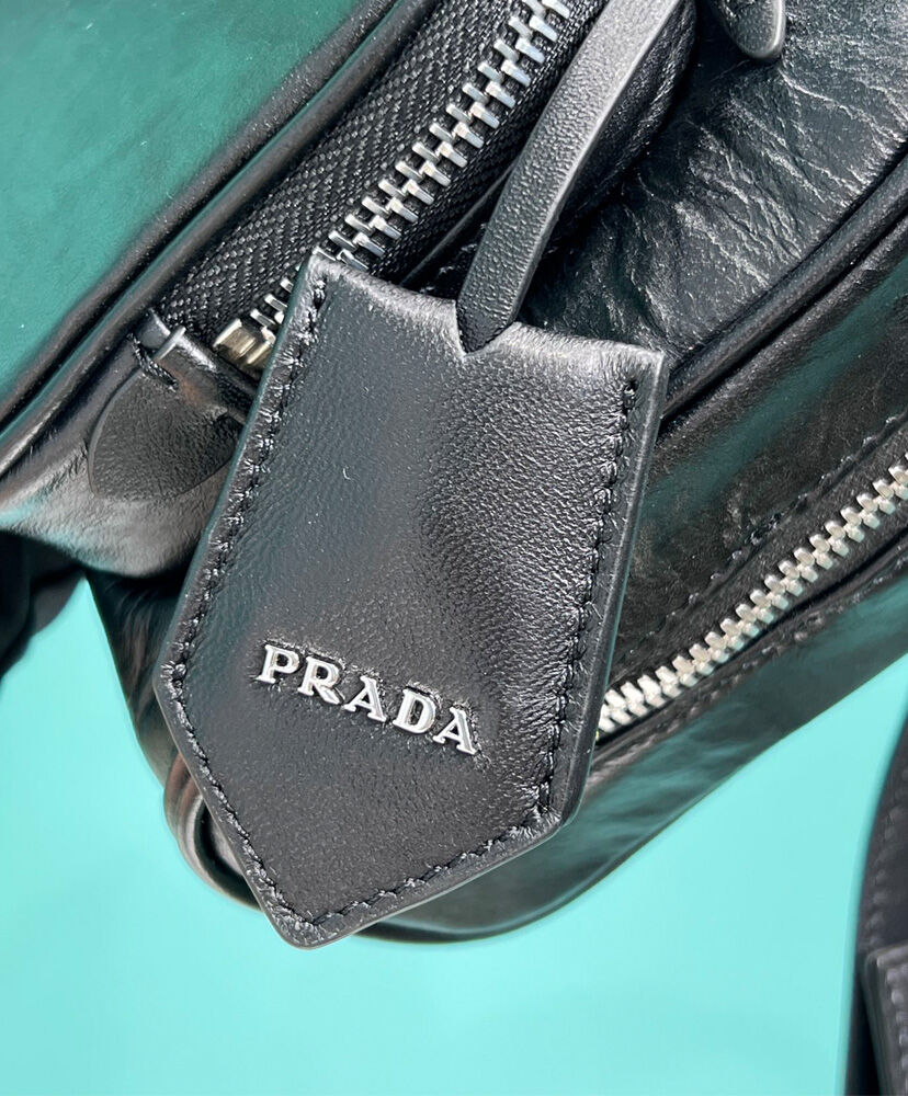 Prada Antique Nappa Leather Multi-pocket Top-handle Bag 1BB099 Black
